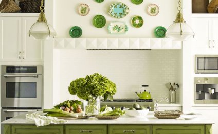 Kitchen with green gingham