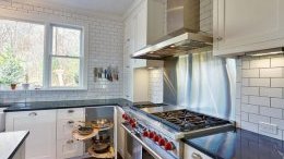 Clear counter space in an organized kitchen