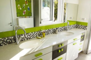 Contemporary kids bathroom with fresh green hues and an airy appeal 23 Kids Bathroom Design Ideas to Brighten Up Your Home
