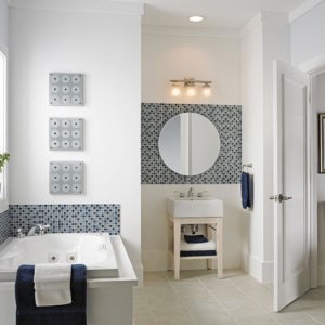 Decorative tile accent around a bath tub