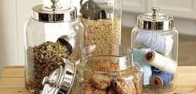 Glass canisters with metal lids