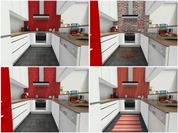 Modern Kitchen with 4 Wall Finish Options - Tile, Brick, Paint, Panel