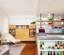 Open kitchen island shelves offer a smart display for wine collection [Design: General Assembly]
