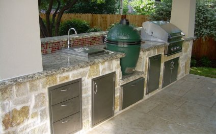 Backyard Design with pool and outdoor kitchen