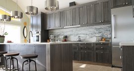 Warm, dark gray kitchen cabinet idea